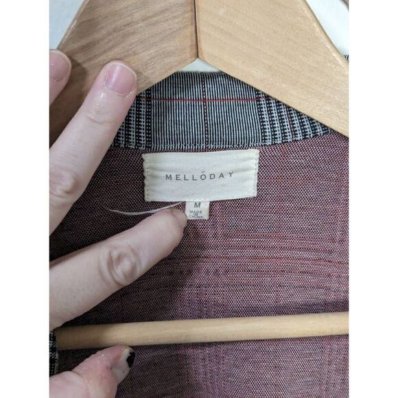 Mellowday Women's Plaid Long Open Front Jacket Coat - Size M - Picture 7 of 7